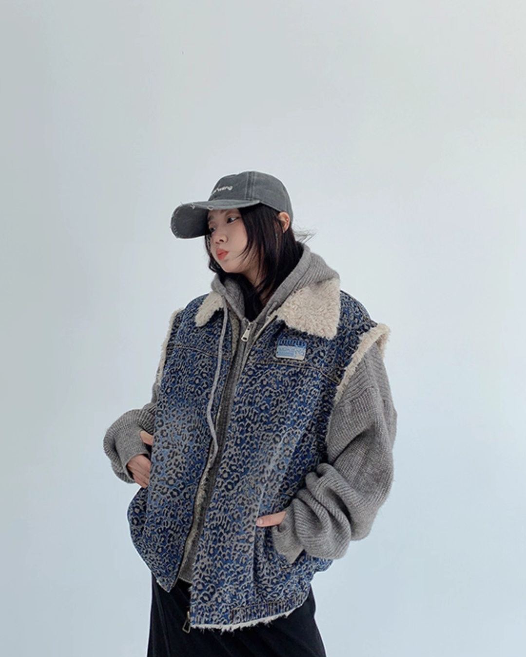 Vintage Denim Sherpa Vest YLS0998