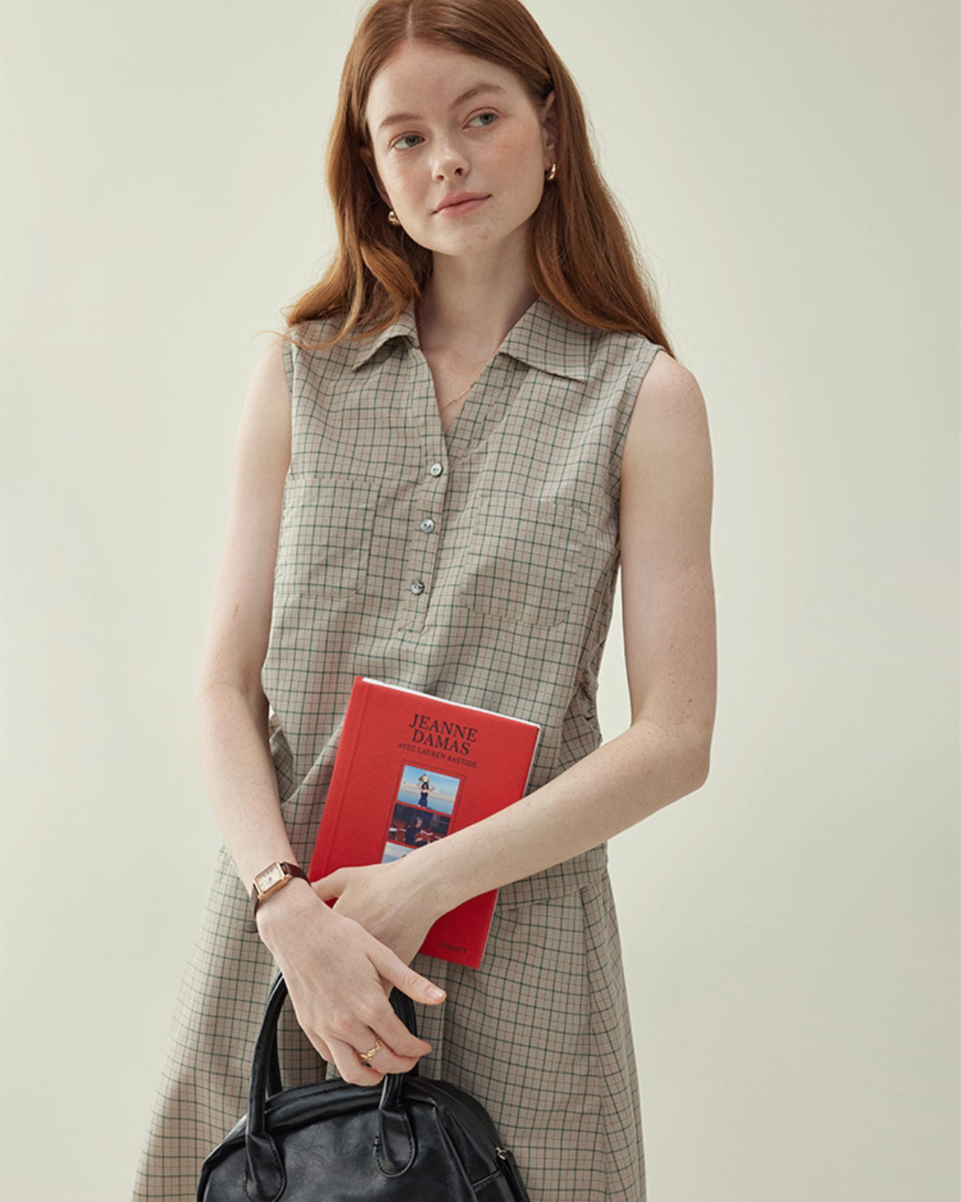 Retro Plaid Sleeveless Shirt / Long Skirt AMU0025