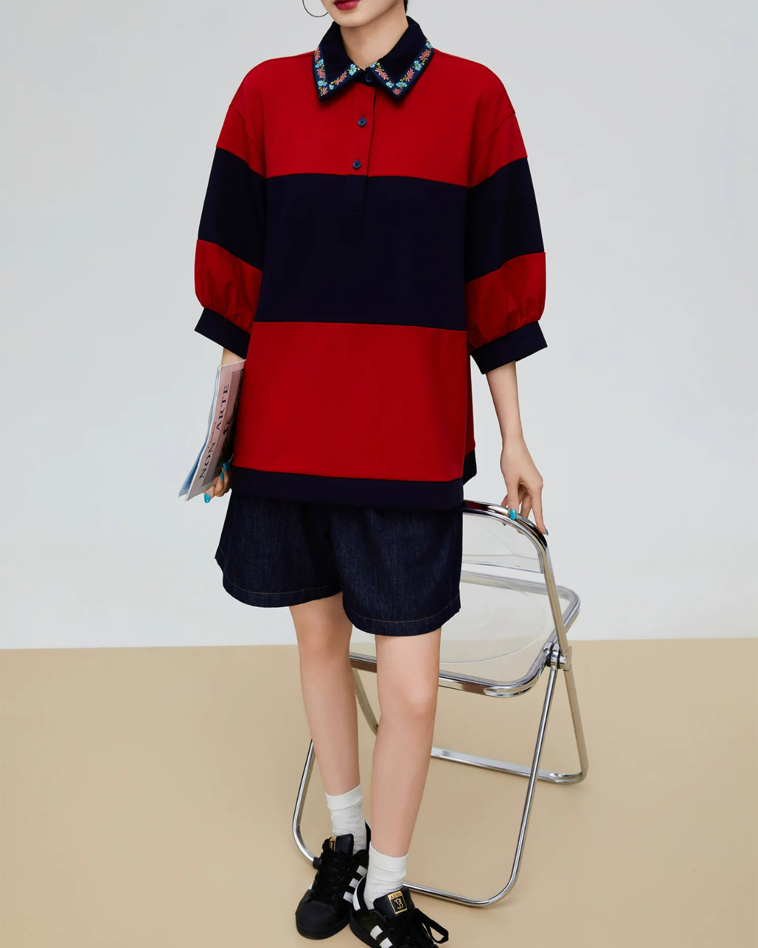 Oversized Polo Shirt Knit FER0255