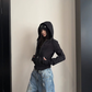 High-Neck Hooded Zip-Up Hoodie YLS1057