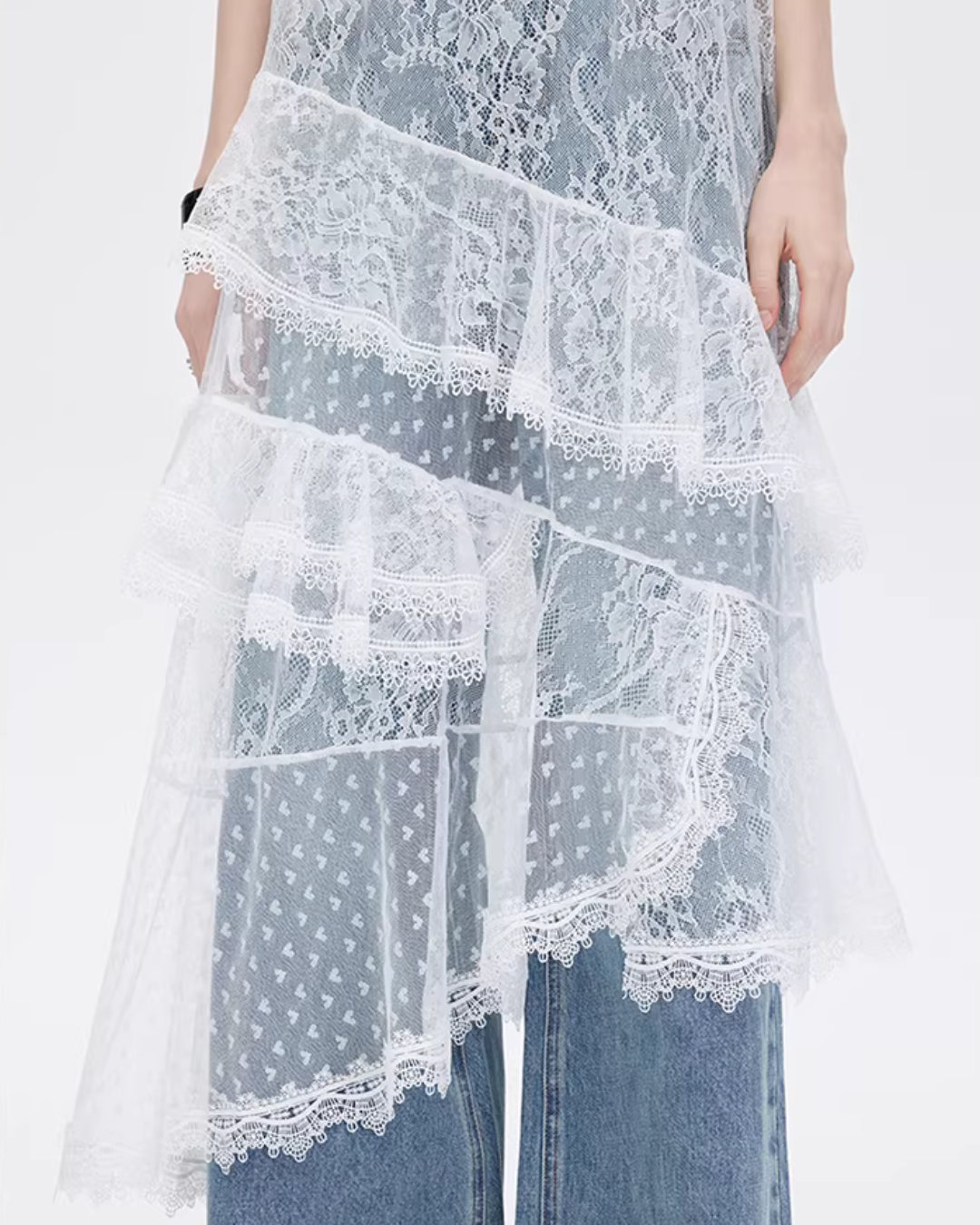 Asymmetric Lace Patchwork Dress SHN0033