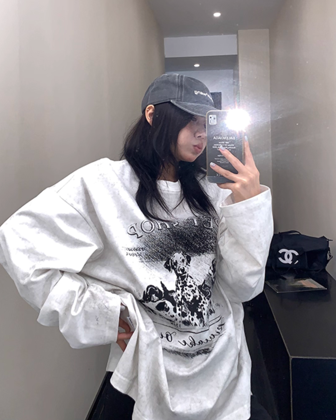Dog Print Loose Long Sleeve T-Shirt YLS0913