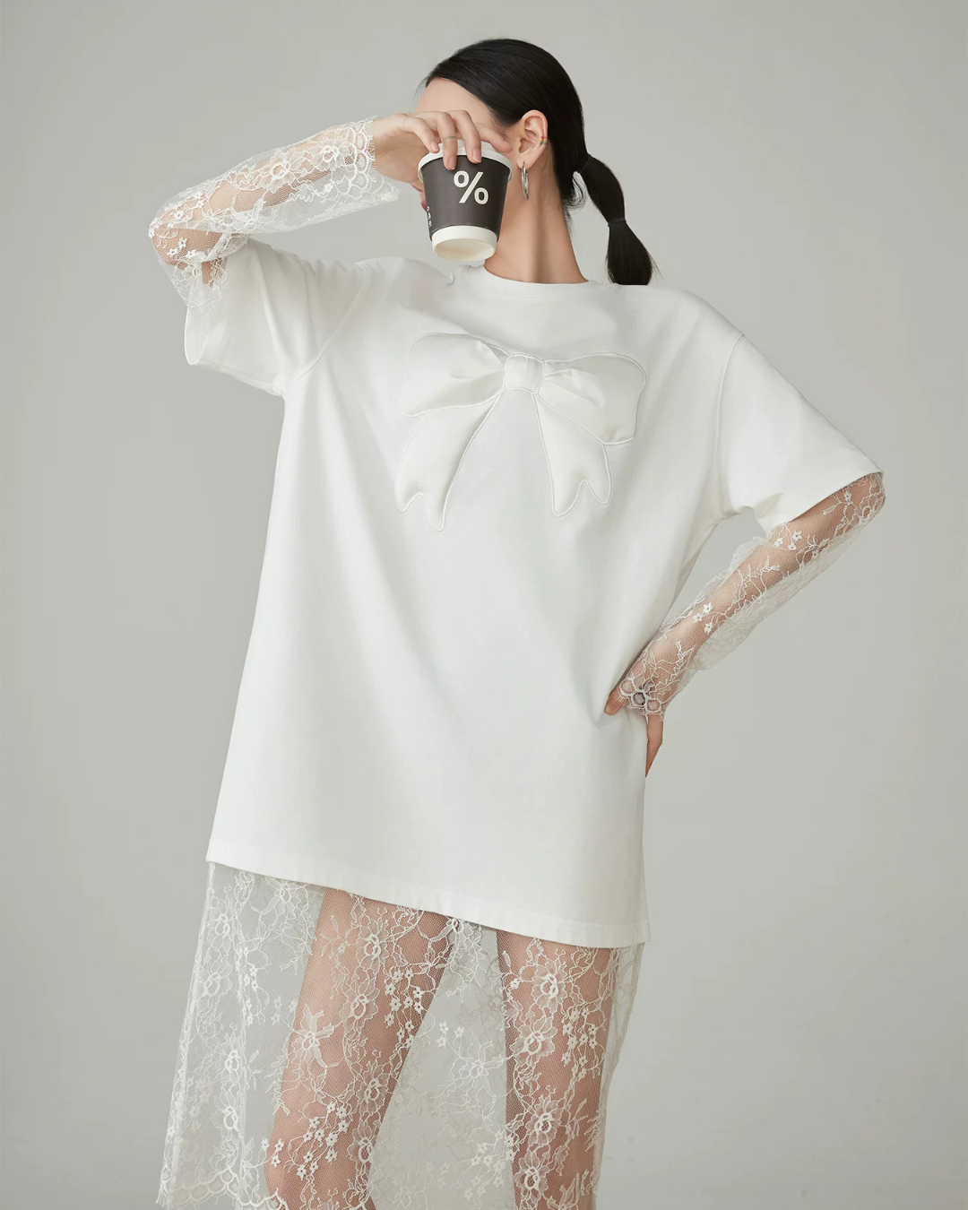 Lace Docking T-Shirt Dress FER0150