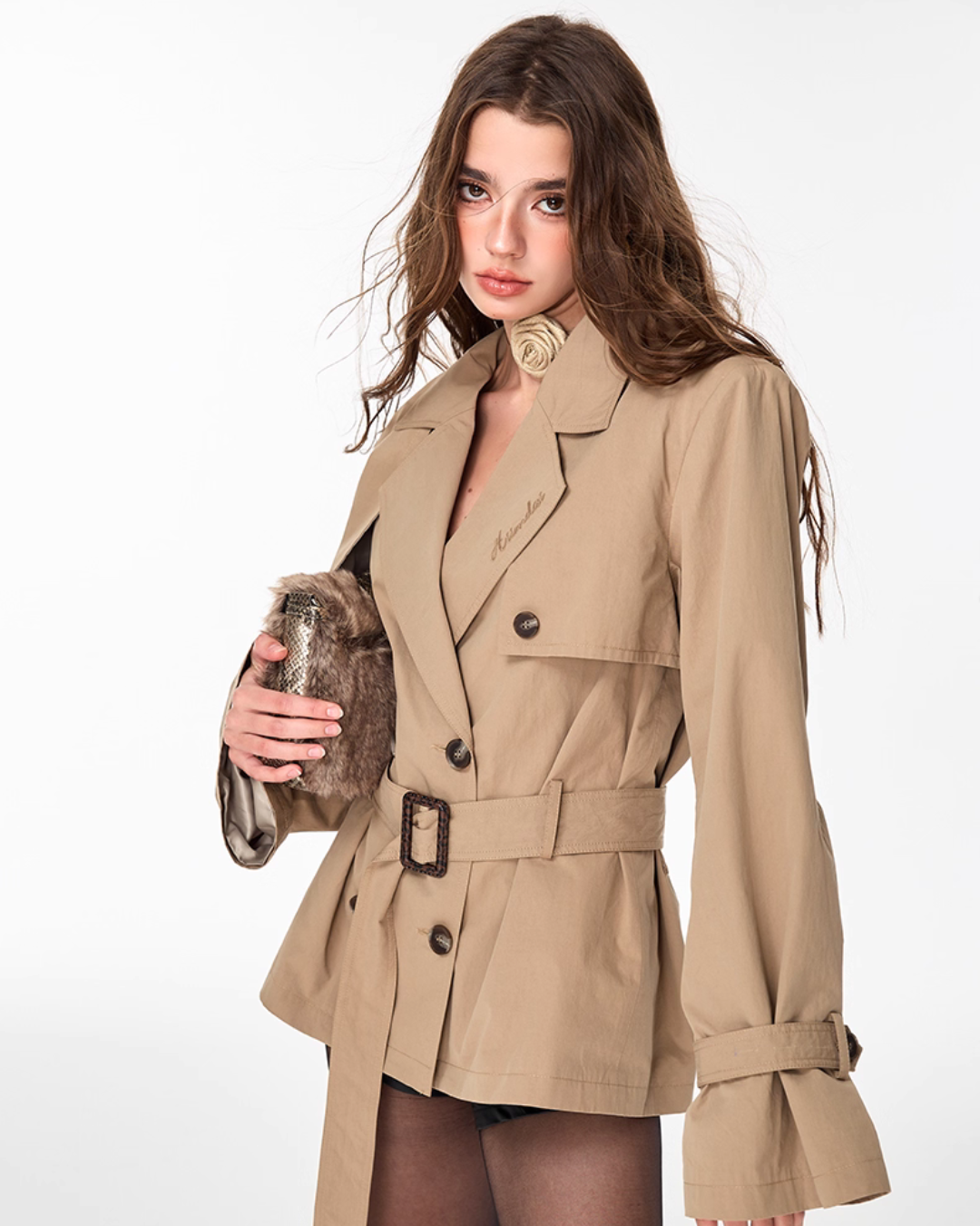 Double Breasted Mid Length Trench Coat HID0001
