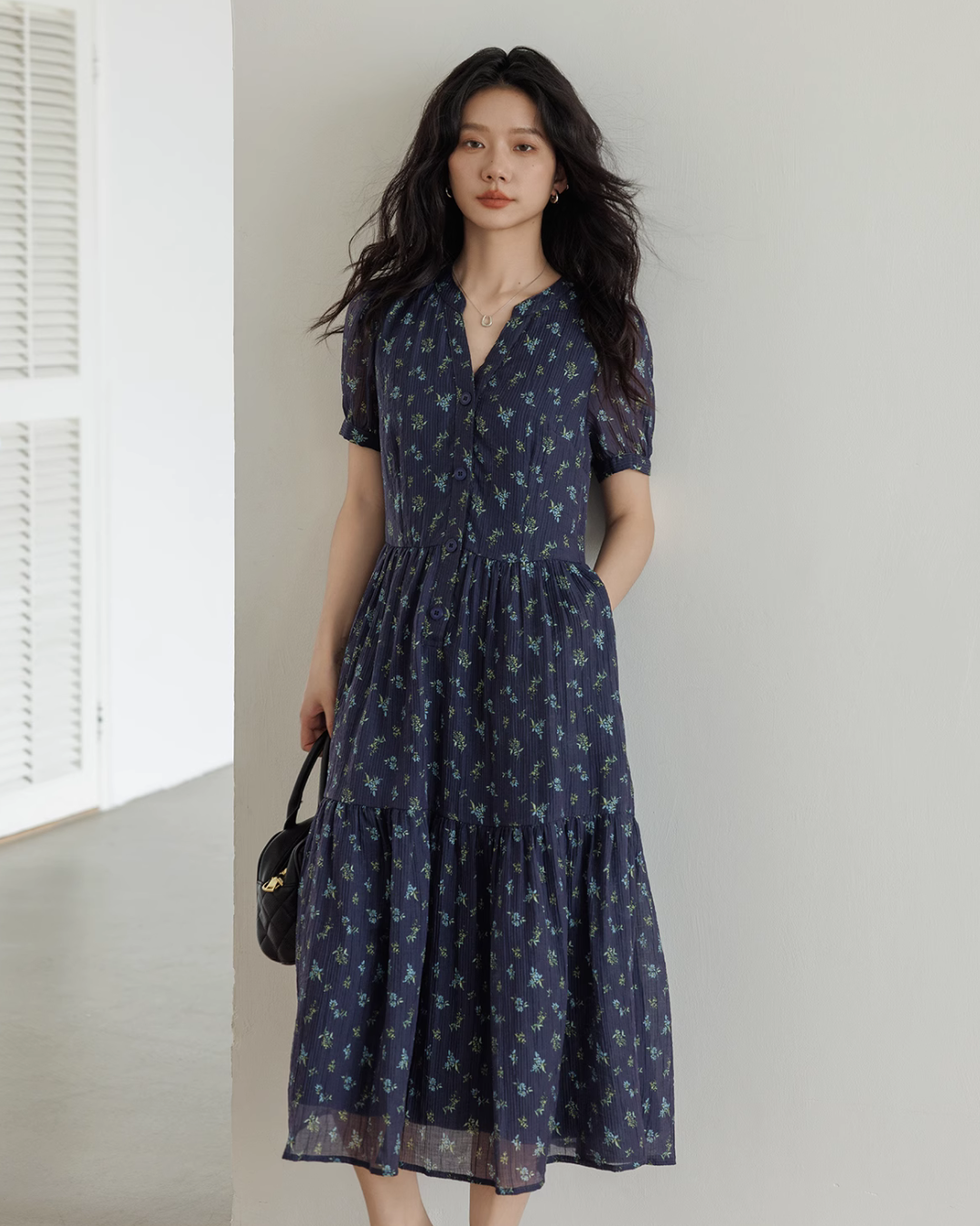 Key Neck Floral Dress VAS0121
