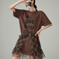 Checked Tulle Docking Mini Dress FER0163
