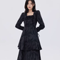 Marble Mid-Length Black Dress SHN0051