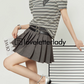 Puff Sleeve Striped Tops / Pleated Skirts LLA0244