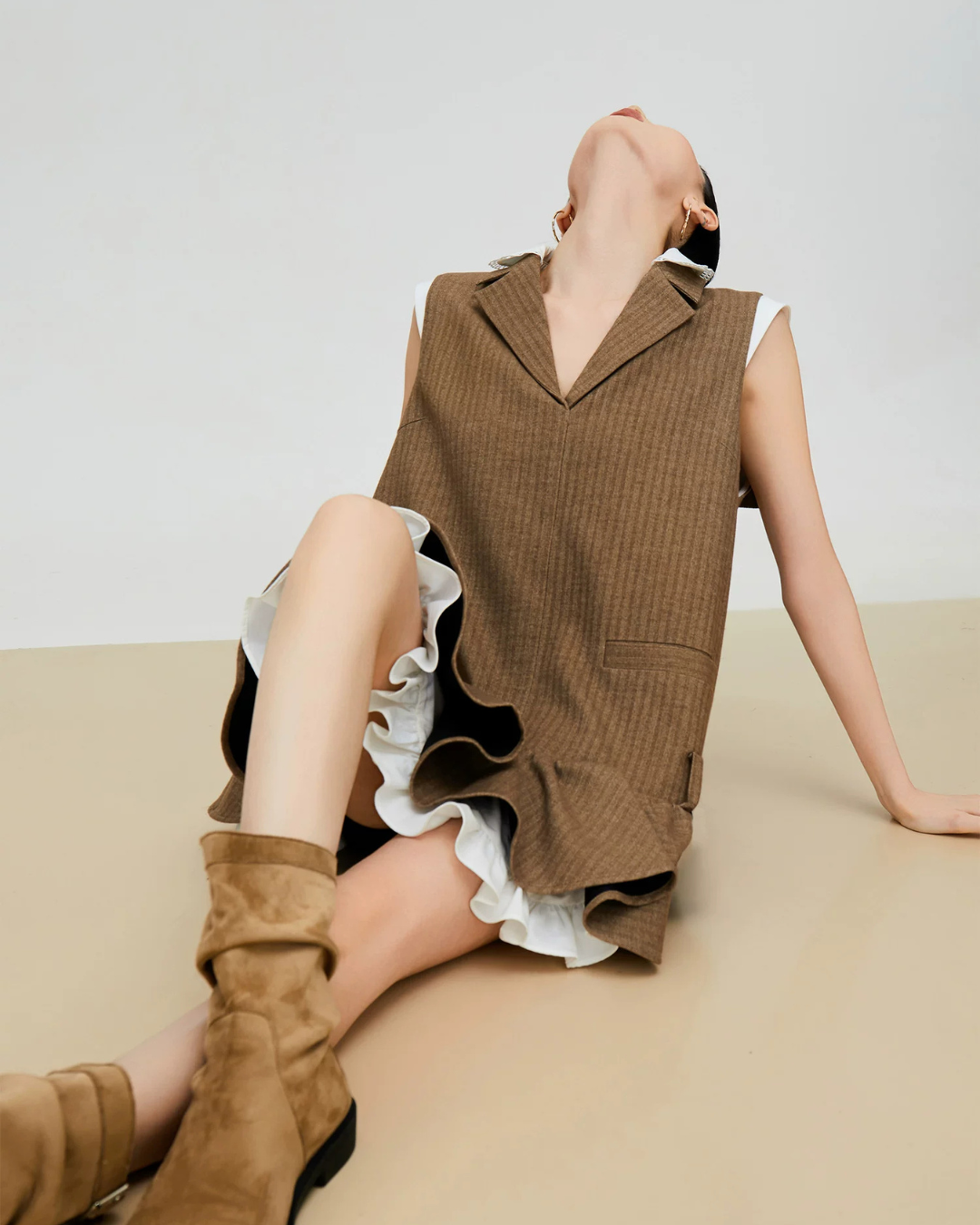 Tailored Collar Vest Dress FER0317