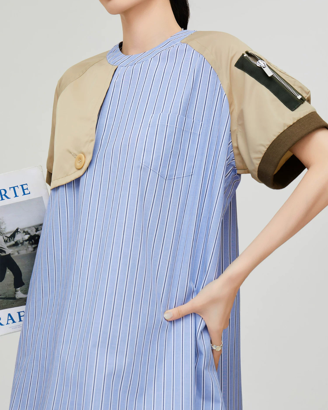 Mixed Material Docking Balloon Dress FER0357
