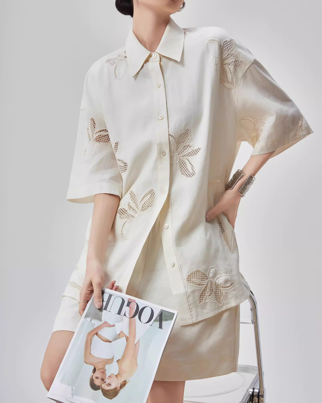 Botanical Embroidery Shirt / Shorts FER0116