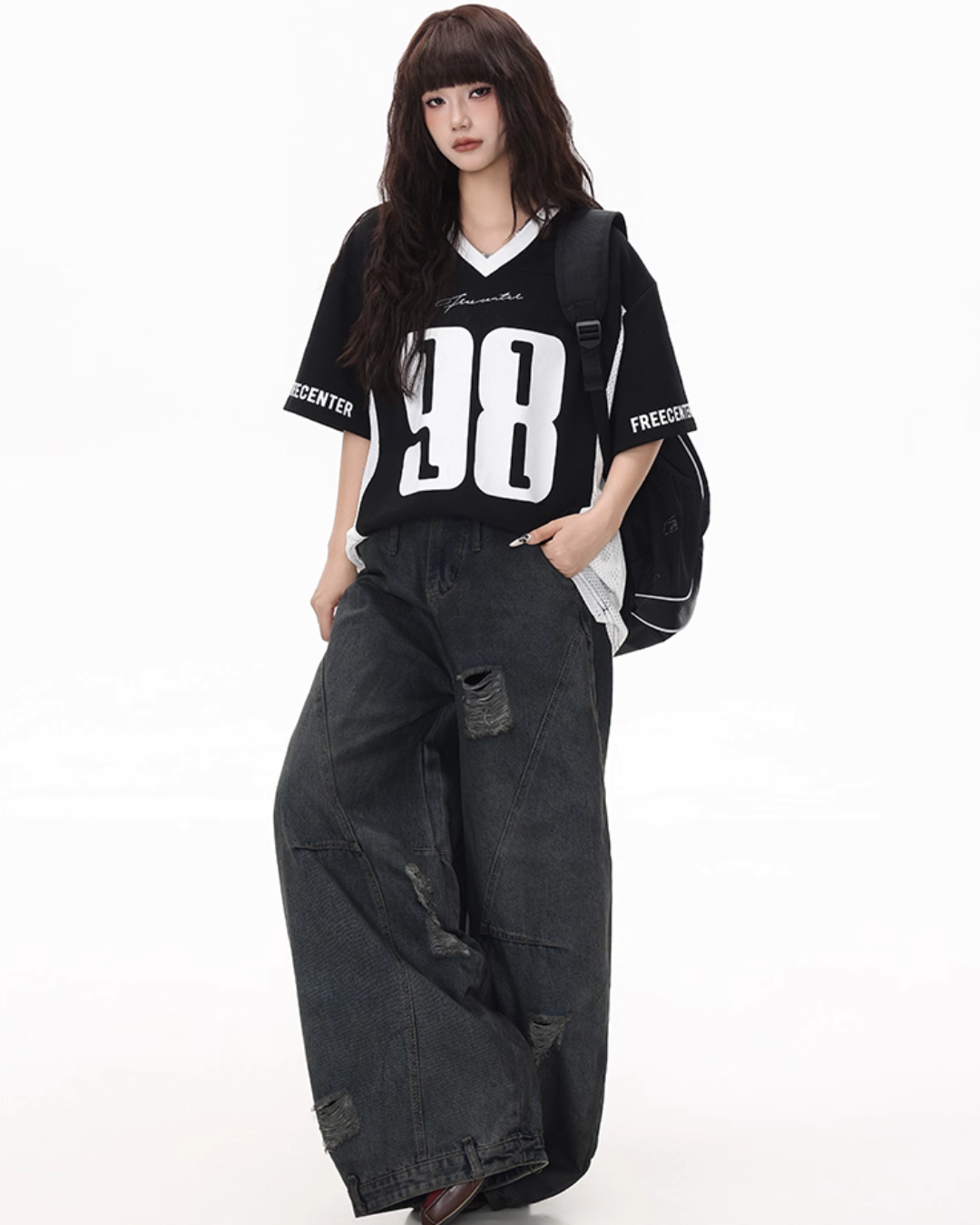 Vintage Washed Loose Wide Jeans FEC0001