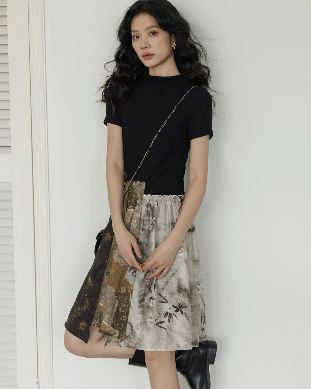 Patchwork-Style Docking Mini Dress VAS0198