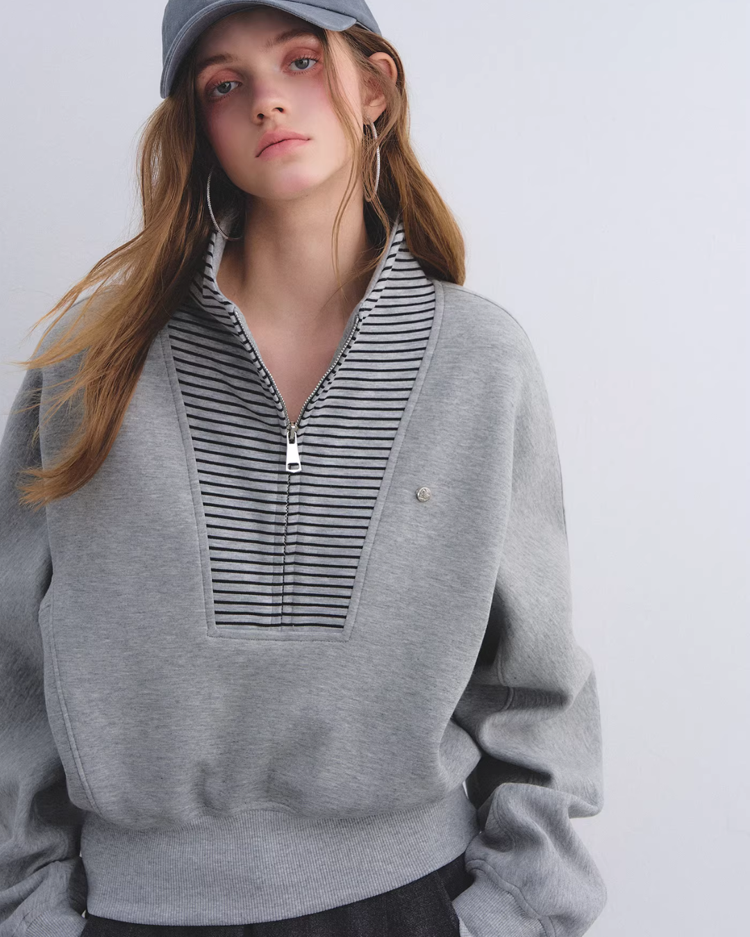 Striped Half-Zip Pullover Hoodie ASG0081