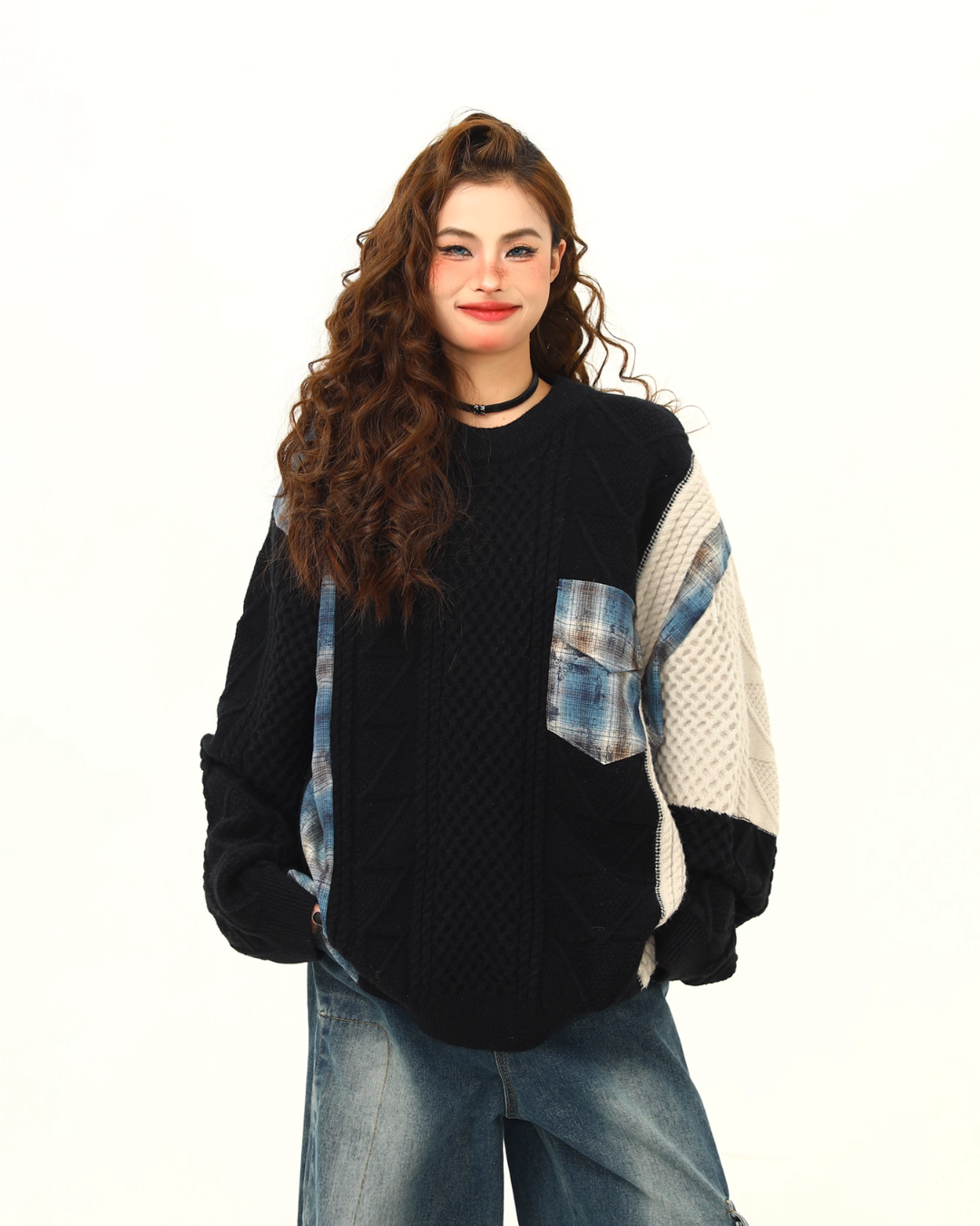 Street Patchwork Design Knit WDZ0041