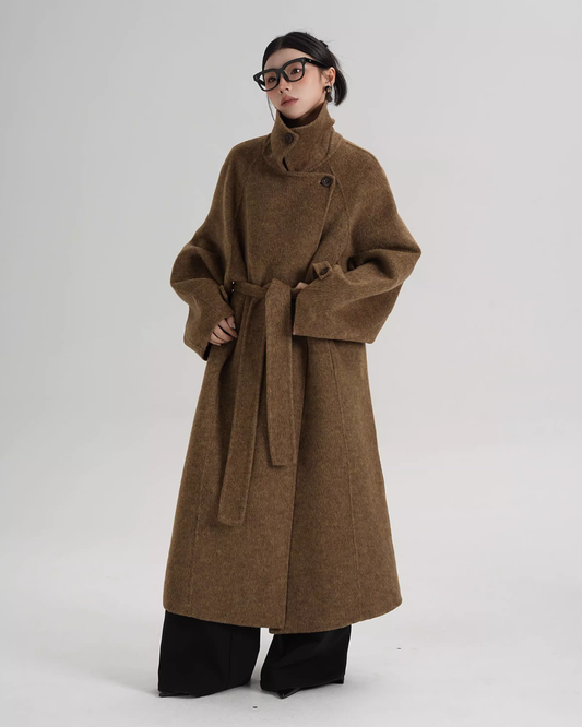 Stand Collar Long Loose Wool Coat SRS0361