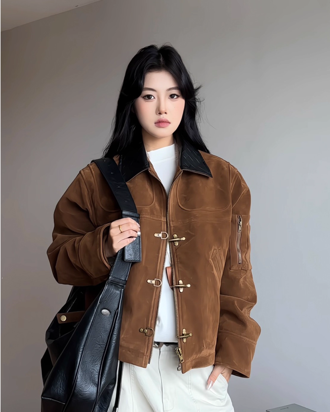 Vintage Buckle Leather Jacket MAD0016