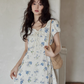 Puff Sleeve Floral Mini Dress  SMS0021