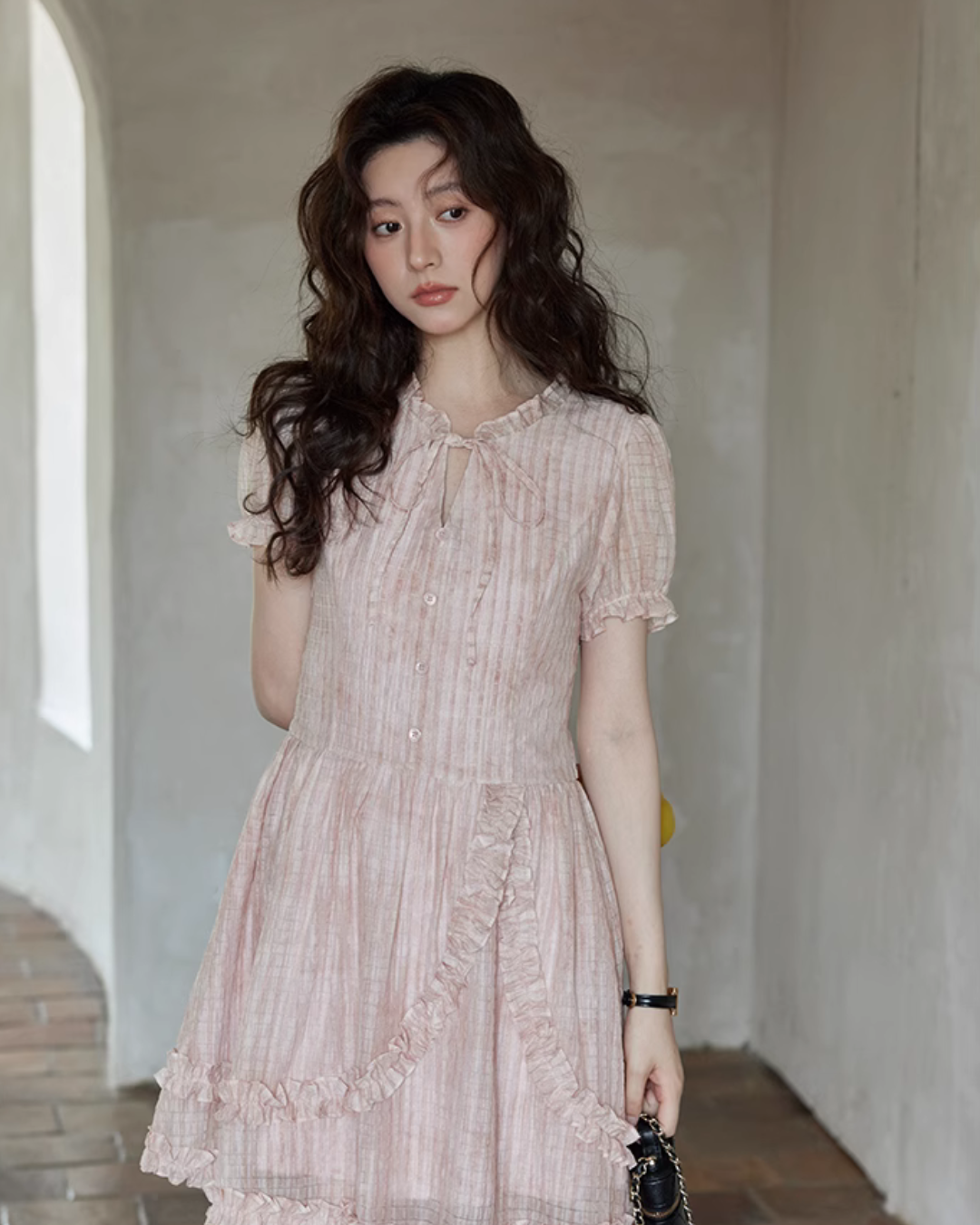 Pastel Pink Frill Dress SMS0010