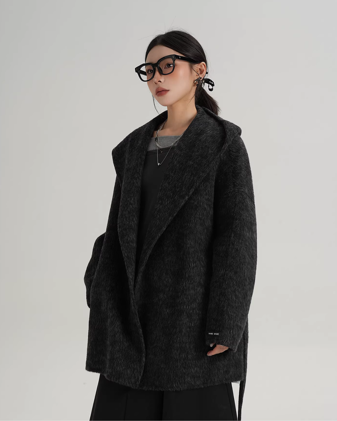 Open Collar Long Coat SRS0414