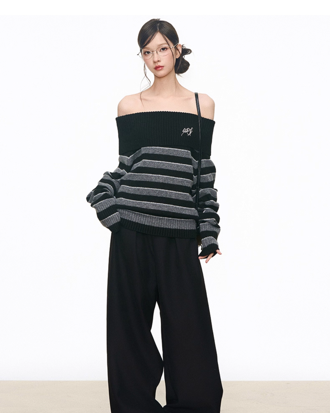 Off Shoulder Sweater Top / Wide Long Pants WEO0061