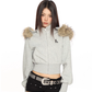Fur Cropped Zip Up Hoodie BGS0013