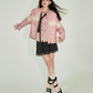 Stand Collar Pink Leather Jacket DDM0018