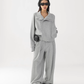 Stand Collar Cropped Jacket/Casual Wide Pants ACS0360