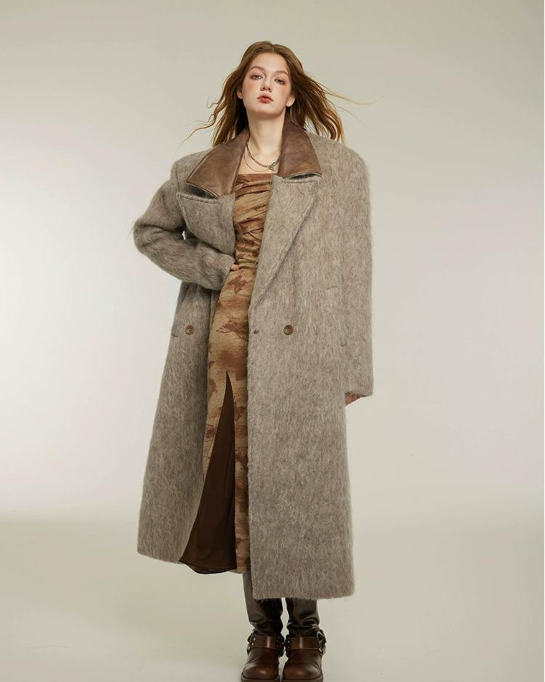 Big Color Elegant Shaggy Coat keb0002