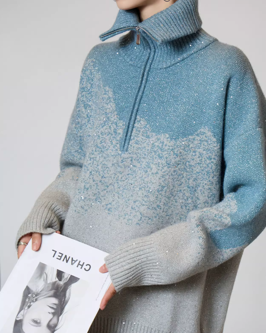 Half-Zip Gradient Knit Top SUY0006