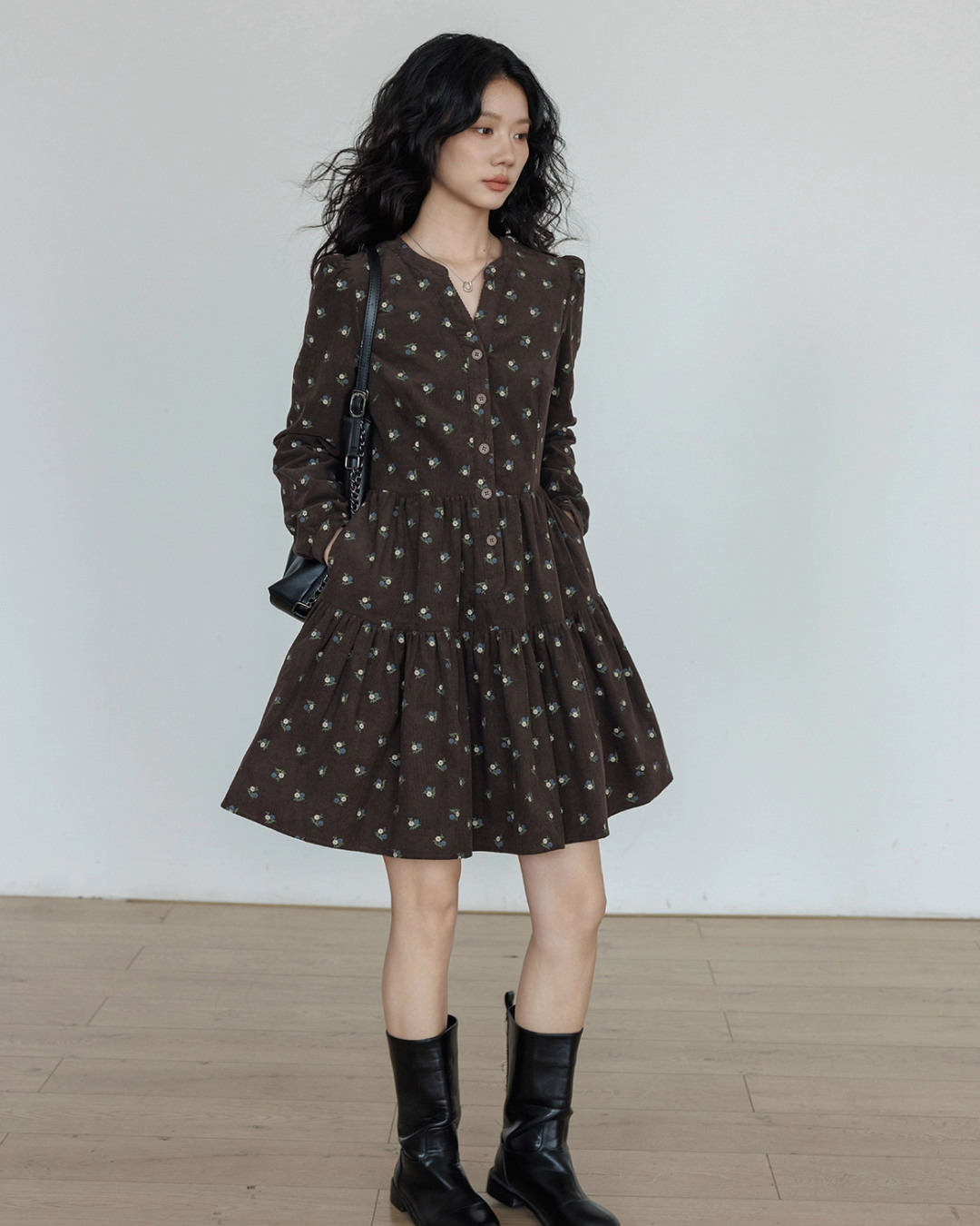 Small Floral Print Flare Dress VAS0163