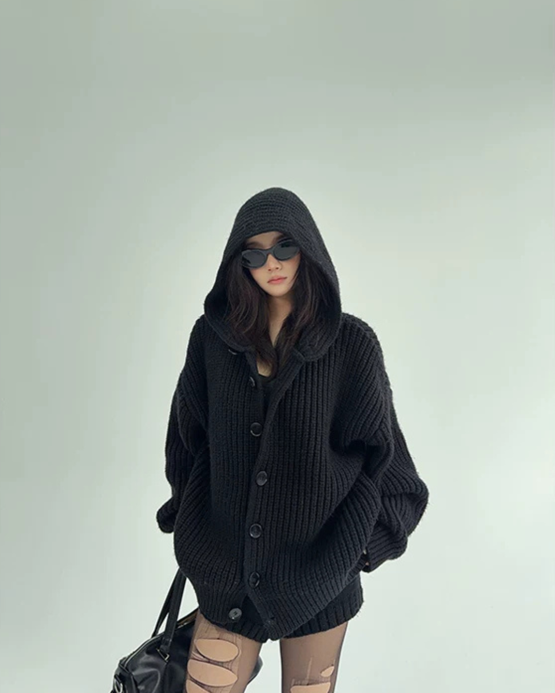 Oversized Hooded Knit Cardigan YLS1059