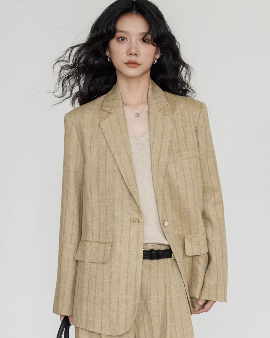 Stripe Design Blazer Jacket / Casual Wide Pants VAS0189
