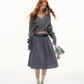 Front Wrap Knit Top/Gingham Check Skirt ASG0074