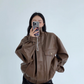 Stand Collar Fake Leather Blouson YLS0909