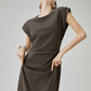 French Sleeve Cut-and-Sew Maxi Dress FER0276