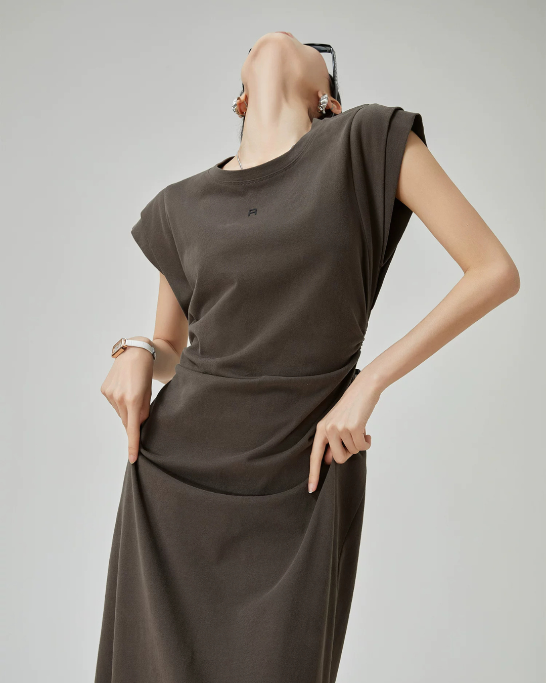 French Sleeve Cut-and-Sew Maxi Dress FER0276