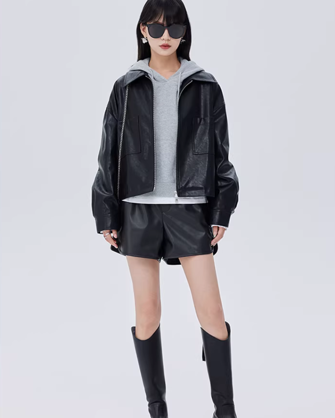 Drop Shoulder Leather Jacket SHN0020