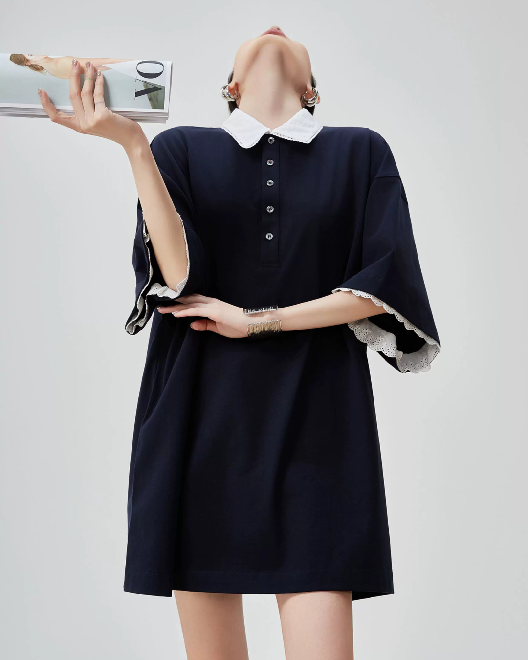 Two-Tone Polo Shirt Dress FER0226