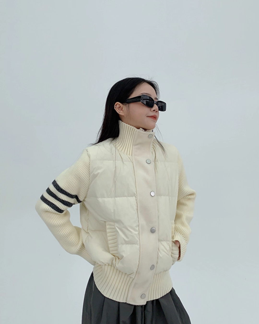 Down Vest Knit Sleeve Jacket YLS0995
