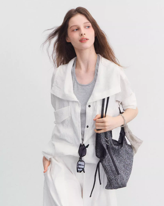 White Long Sleeve / Striped Knit Underwear SPY0032