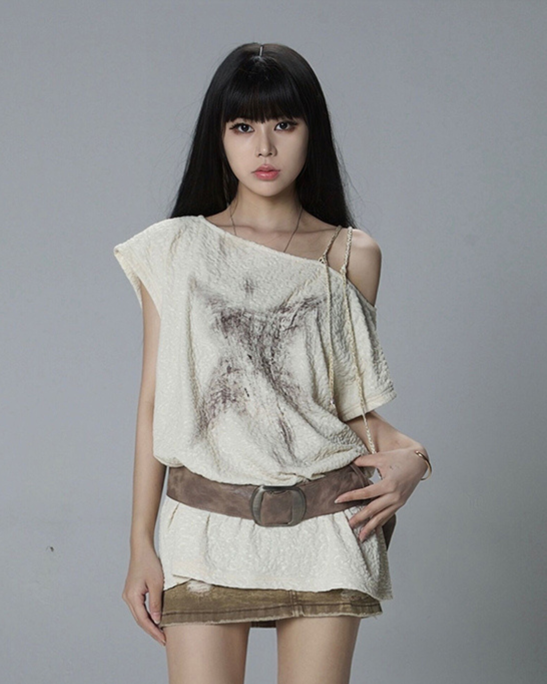 Retro Loose One-Shoulder Tops ADW0010