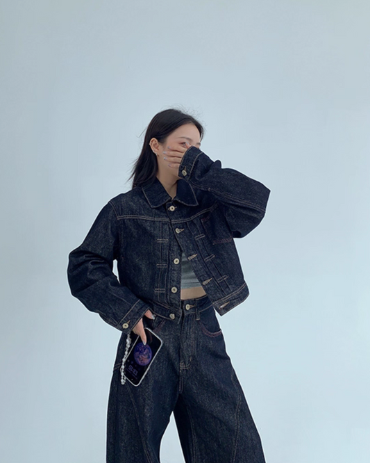 トップス Loose Retro Waist Jacket (AuroraBoutique Denim Jacket – AuroraBoutique