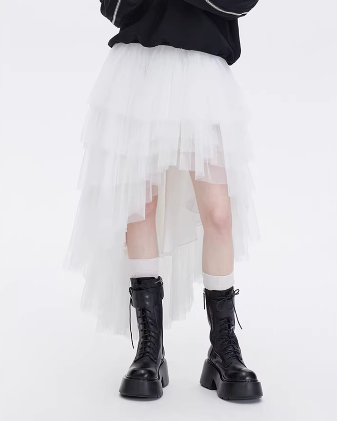 Buckled Irregular Tulle Skirt SHN0006