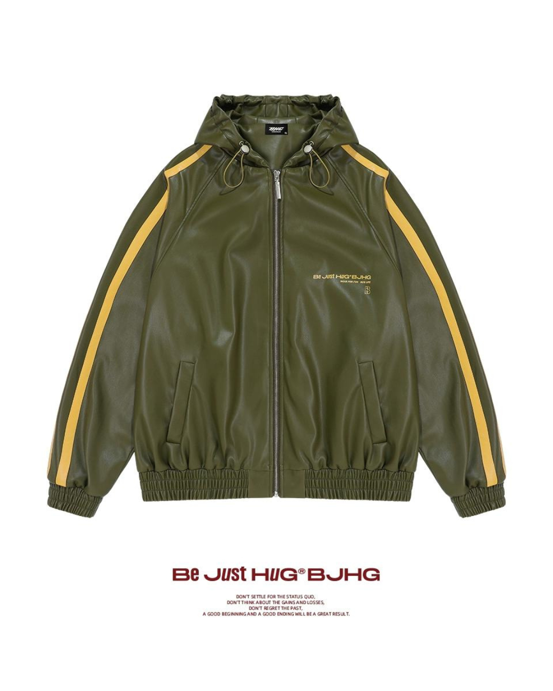 Sporty Hooded Leather Jacket BJH0008