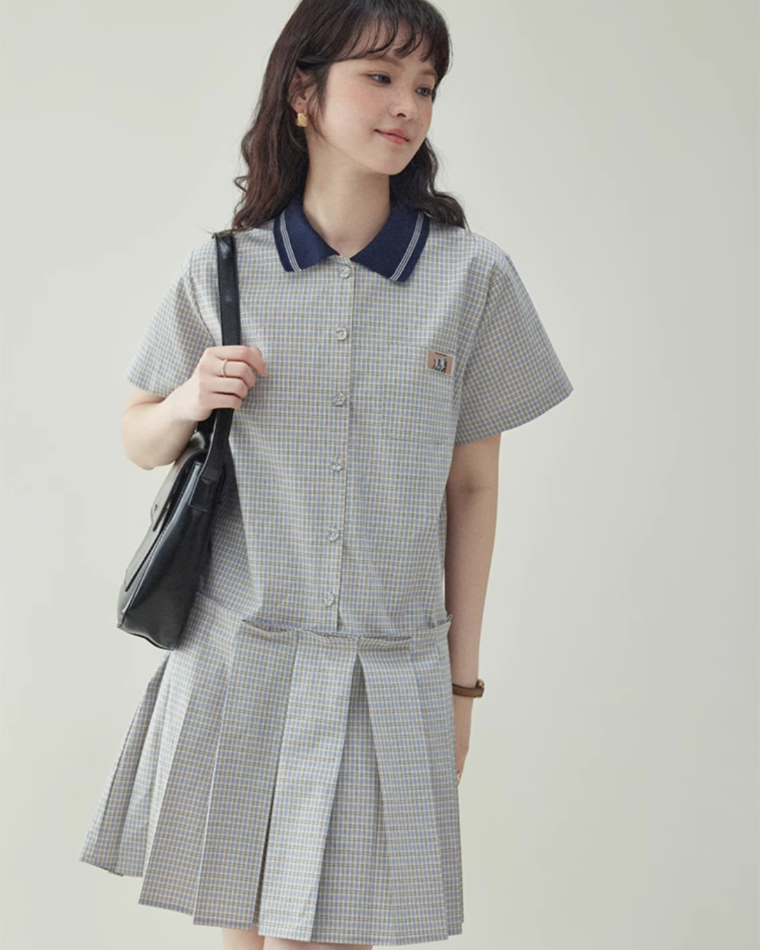 Checked Pleated Mini Dress AMU0003