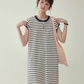 Striped Round Neck T-Shirt Dress AMU0037