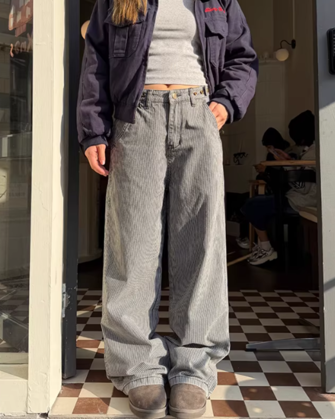Pinstripe Wide Denim Pants CYE0100