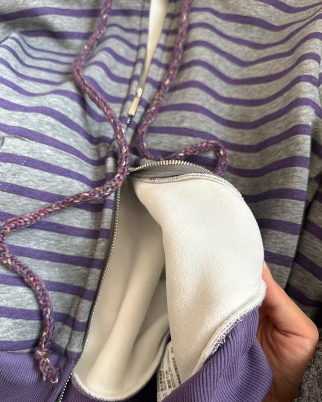 Striped Fleece Stand Collar Hoodie CYE0096