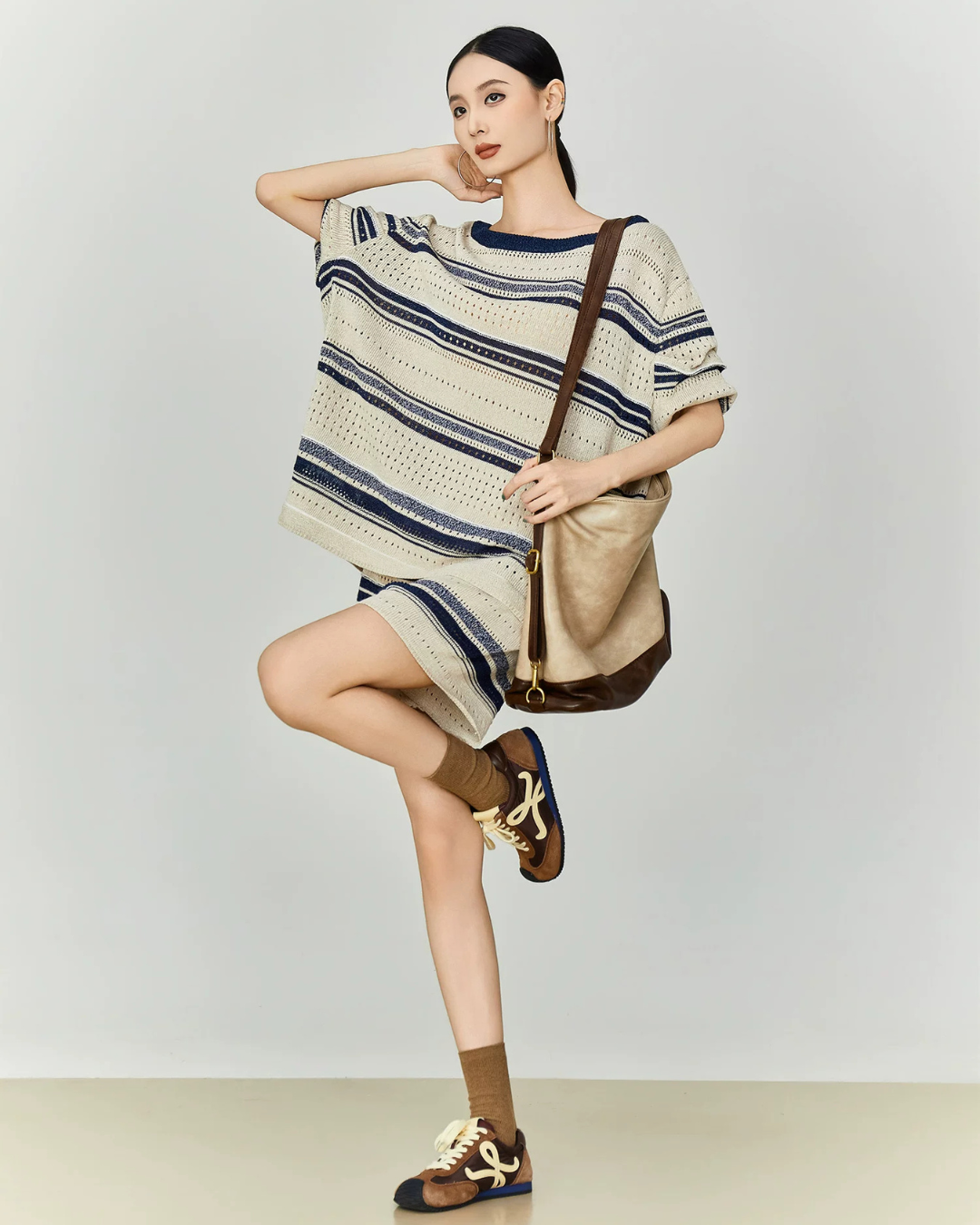 Openwork Knit Summer Top / Short Pants FER0355